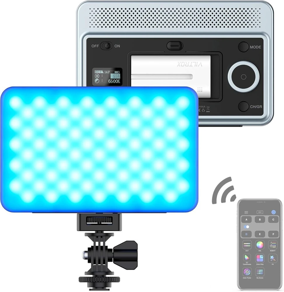 Viltrox Rgb Led panelinė lempa, skirta fotografavimui su kamera, vaizdo apšvietimas 2600k-6800k, reguliuojamas vaizdo apšvietimas, valdomas išmaniuoju telefonu, pilna spalvų gama su Np-f550 baterija