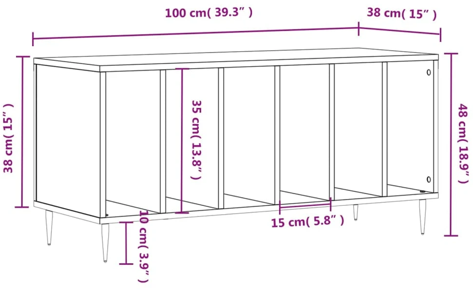 Vinilinė plokštelė Vinilinių plokštelių spintelė, balta, 100x38x48cm, mediena