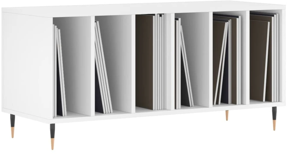 Vinilinė plokštelė Vinilinių plokštelių spintelė, balta, 100x38x48cm, mediena
