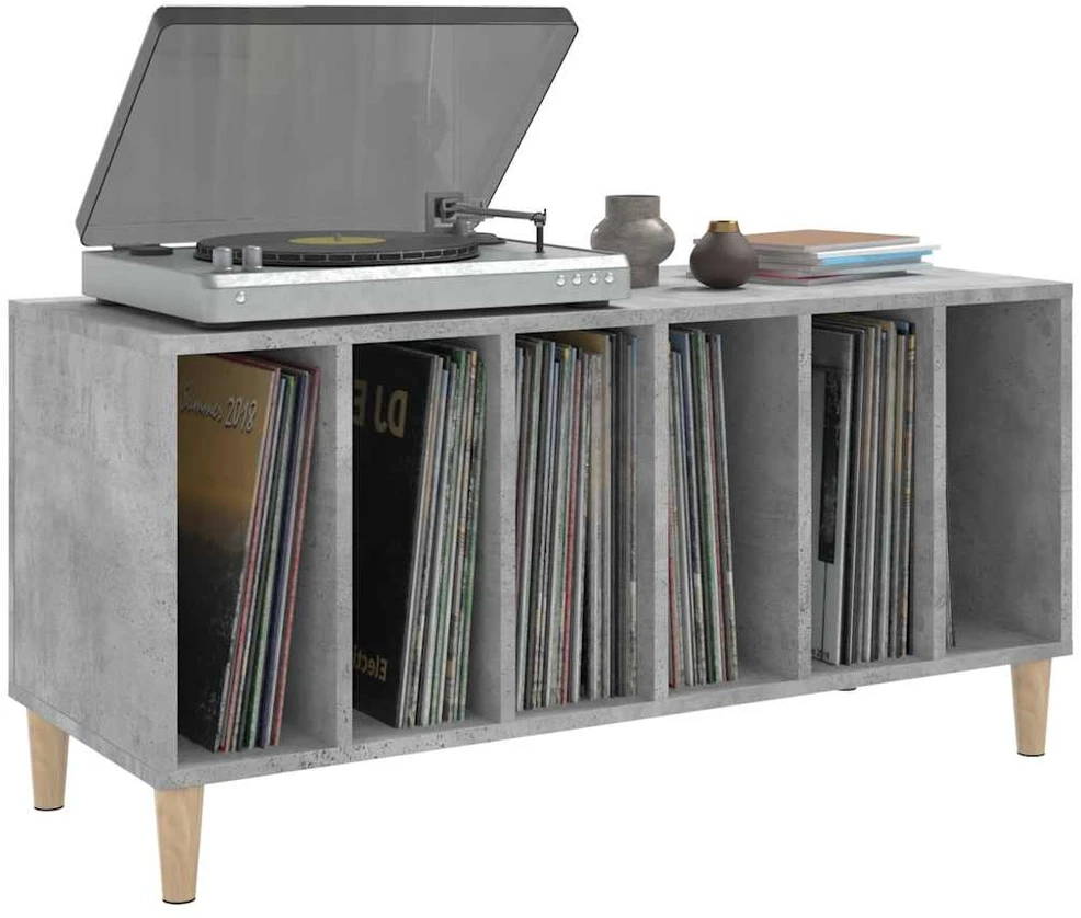 Vinilinė plokštelė Vinilinių plokštelių spintelė, betono, 100x38x48cm, mediena
