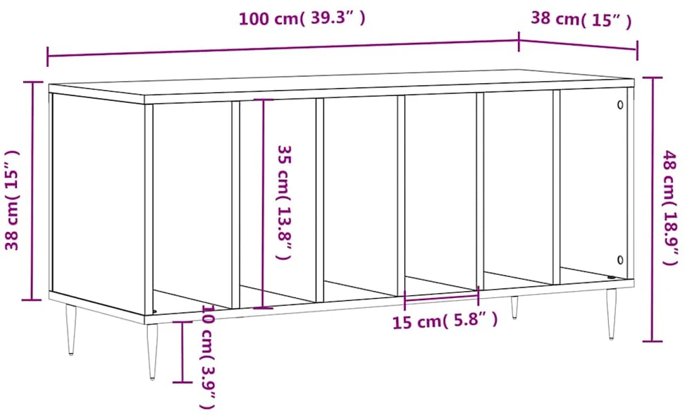 Vinilinė plokštelė Vinilinių plokštelių spintelė, juoda, 100x38x48cm, mediena