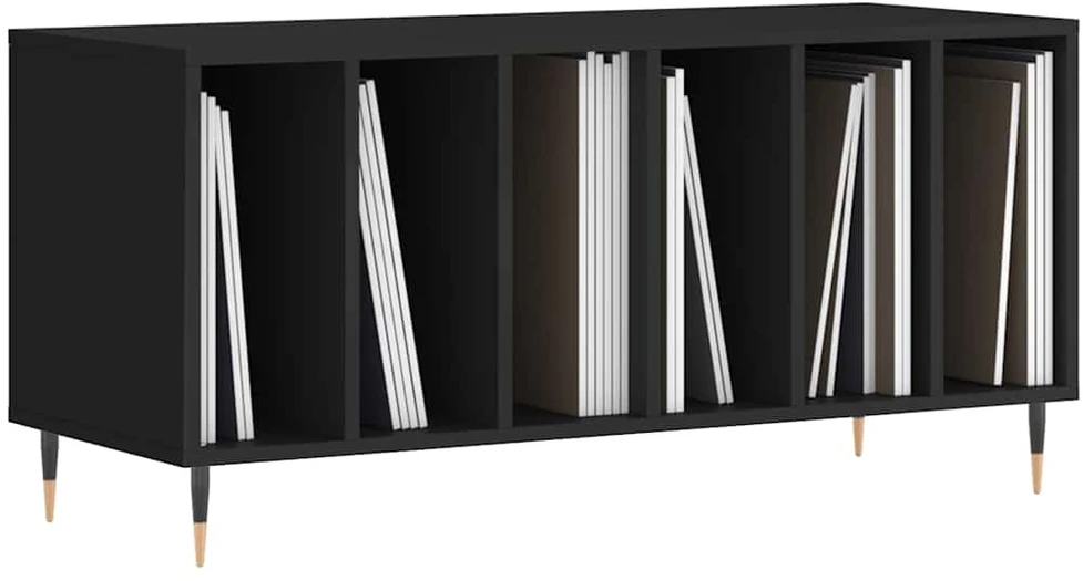Vinilinė plokštelė Vinilinių plokštelių spintelė, juoda, 100x38x48cm, mediena