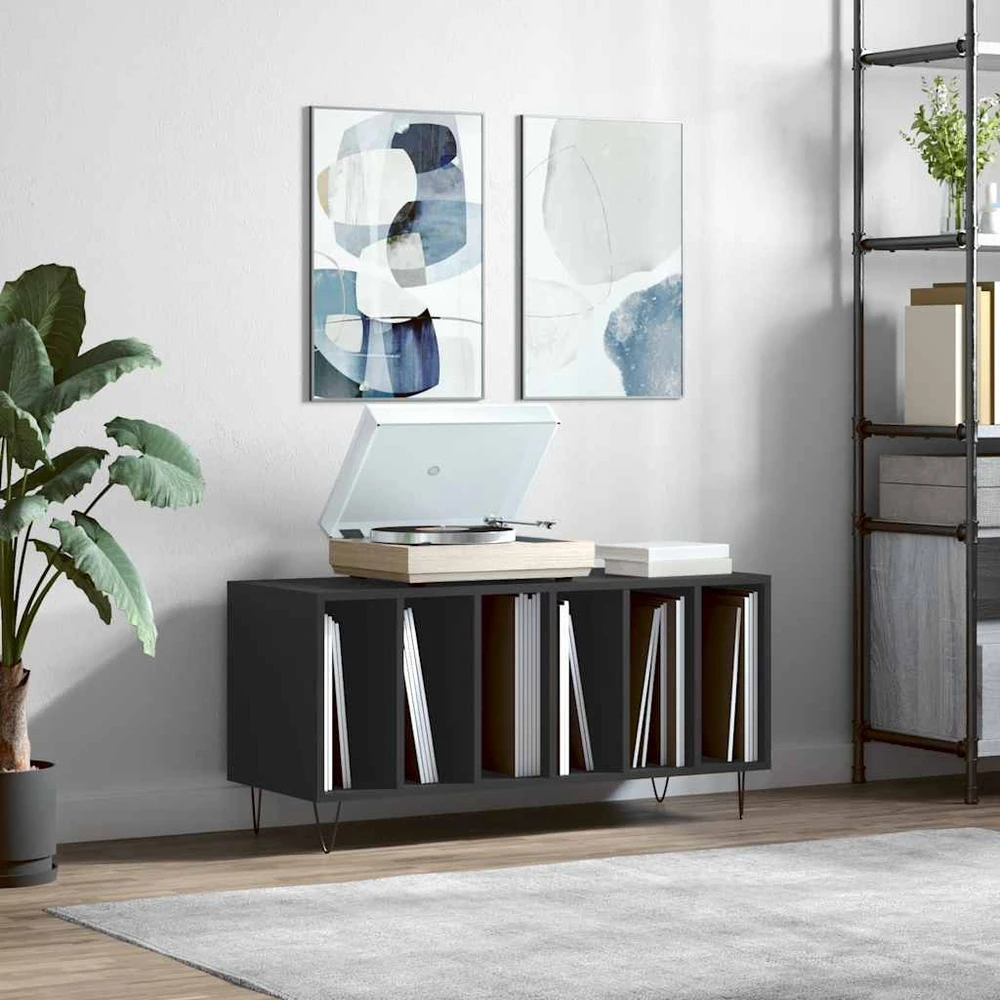 Vinilinė plokštelė Vinilinių plokštelių spintelė, juoda, 100x38x48cm, mediena
