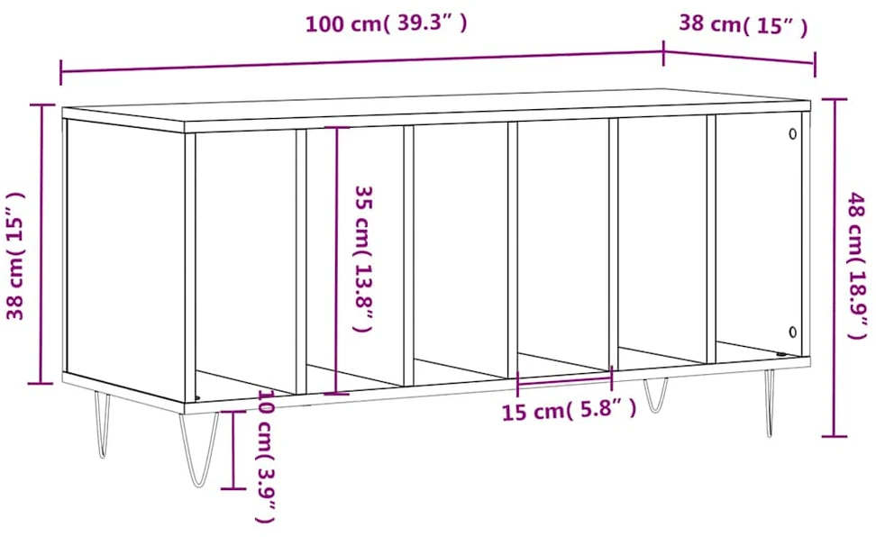Vinilinė plokštelė Vinilinių plokštelių spintelė, juoda, 100x38x48cm, mediena