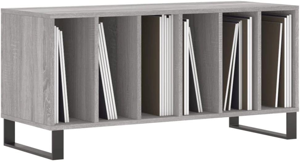 Vinilinė plokštelė Vinilinių plokštelių spintelė, pilka, 100x38x48cm, mediena