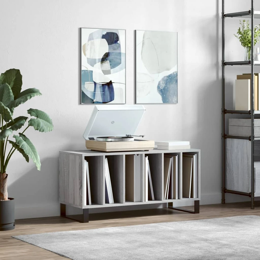Vinilinė plokštelė Vinilinių plokštelių spintelė, pilka, 100x38x48cm, mediena