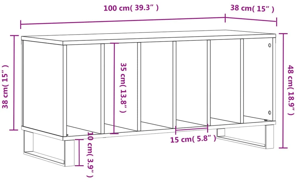 Vinilinė plokštelė Vinilinių plokštelių spintelė, pilka, 100x38x48cm, mediena