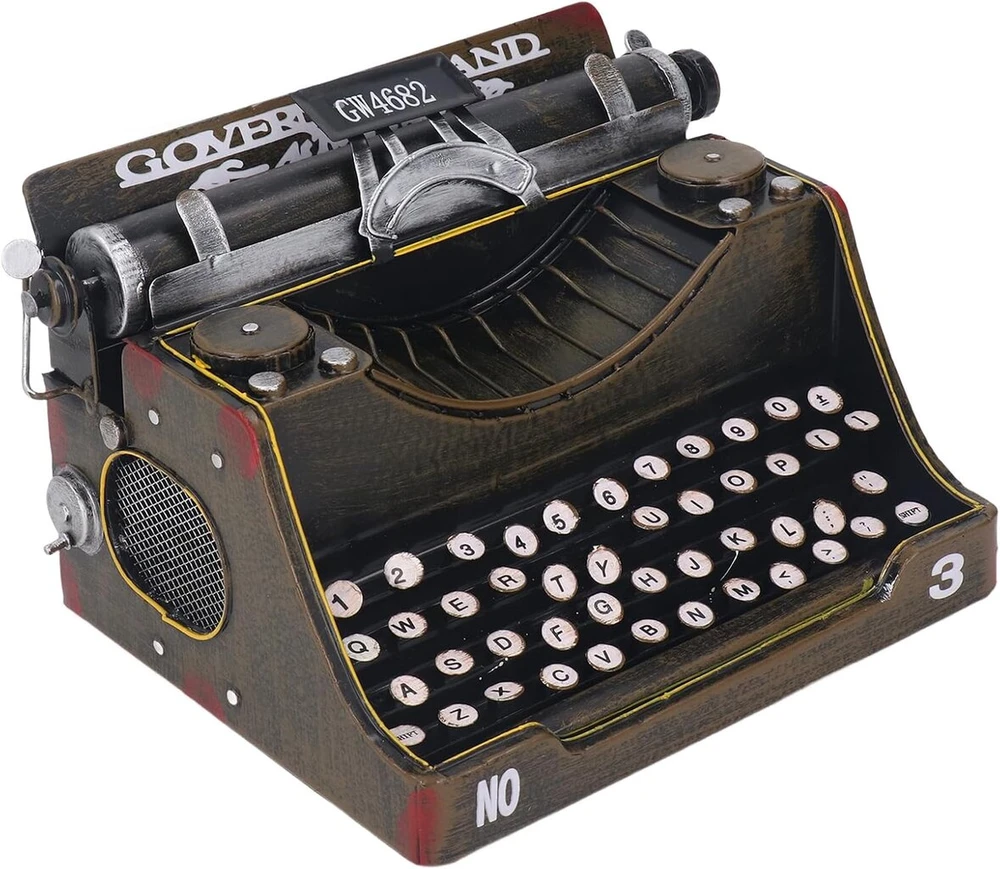 Vintage rašomoji mašinėlė, stilinga retro rašomoji mašinėlė, dekoracija, vintage geležis, rankų darbo modelis namams, svetainei, progoms ar renginiams, numatytasis