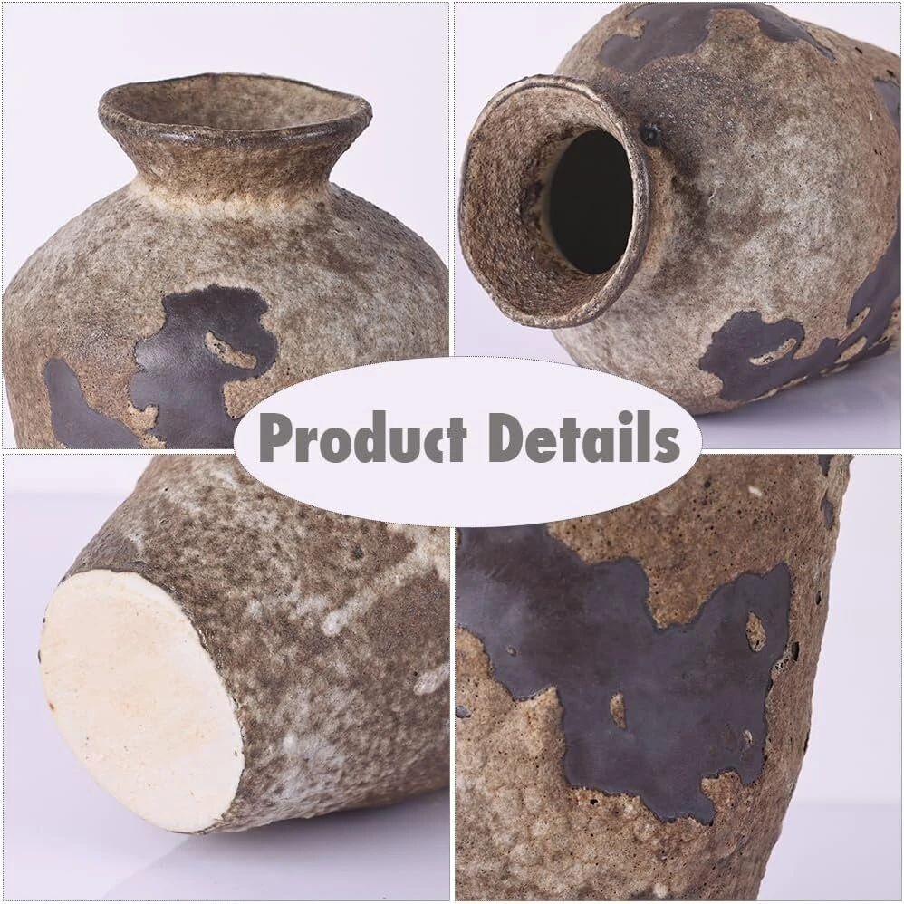 Vintažinė vaza "wabi Sabi", 22 cm aukščio, tekstūruota keramika