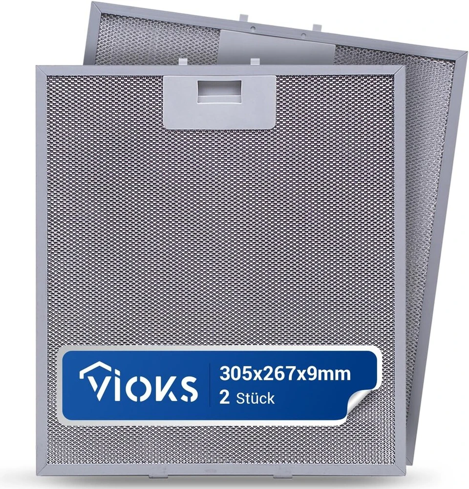 Vioks 2 x gartraukio filtras 305 x 267 x 9 mm, pakaitalas Aеg 405525042/9 Elica Gri0009219a Kit0010805 riebalų filtras metalinis - metalinis filtras gartraukiui Whirlpоol Elica Aеg Juno