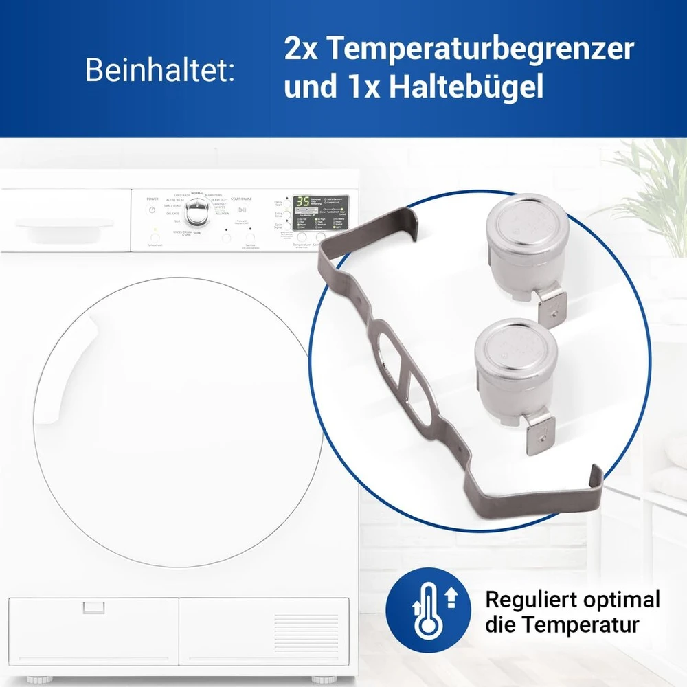 Vioks 2 x Termostatas džiovyklei, pakeičiantis Whirlpool 481225928681 & Temperatūros ribotuvas džiovyklei Bauknecht termostatų rinkinys džiovyklei