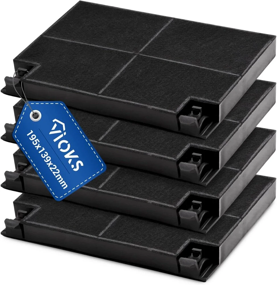 Vioks anglies filtras gartraukiui 195 x 139 mm, 4 vnt., pakaitalas Zanussi 902979355/2 Eff70 & aktyvintos anglies filtras gartraukiui
