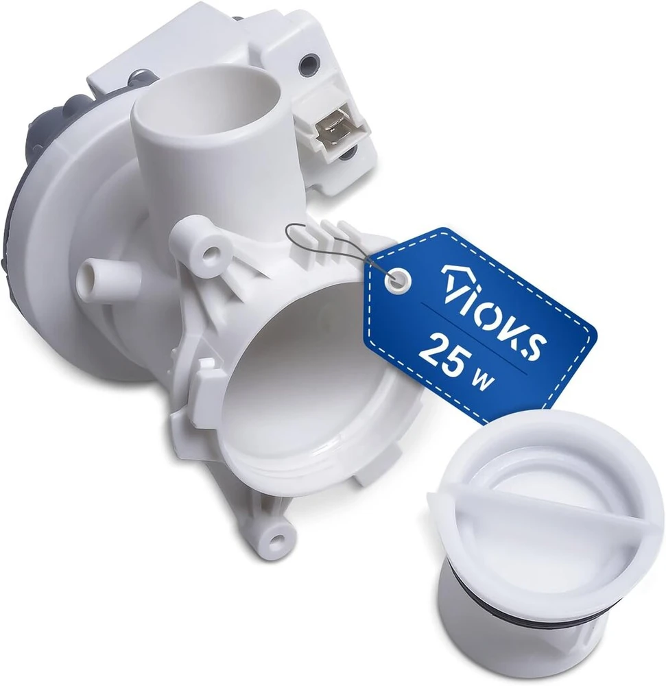 Vioks drenažo siurblys 25 W su siurblio galvute ir sieteliu, skirtas Beko Arcelik 2840941600 2840940200 2840941500 2880402000 skalbimo mašinos nuotekų siurblio pakeitimui - drenažo siurblys skalbimo mašinai