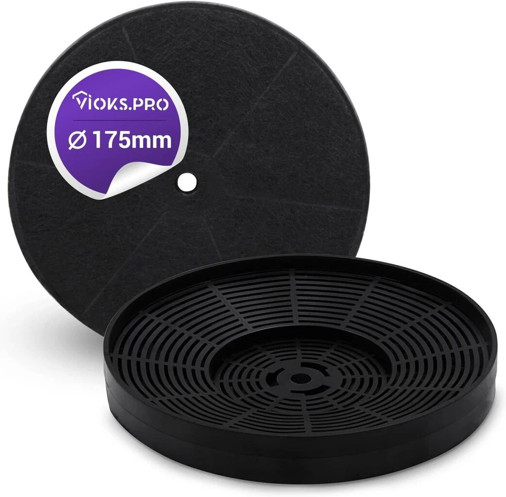 Vioks.pro anglies filtrų rinkinys, 2 vnt., aktyvintos anglies filtras 175 mm skersmens, pakaitalas Respekta Miz 0031 Miz0031 Pkm C04 Cf100 gartraukiui