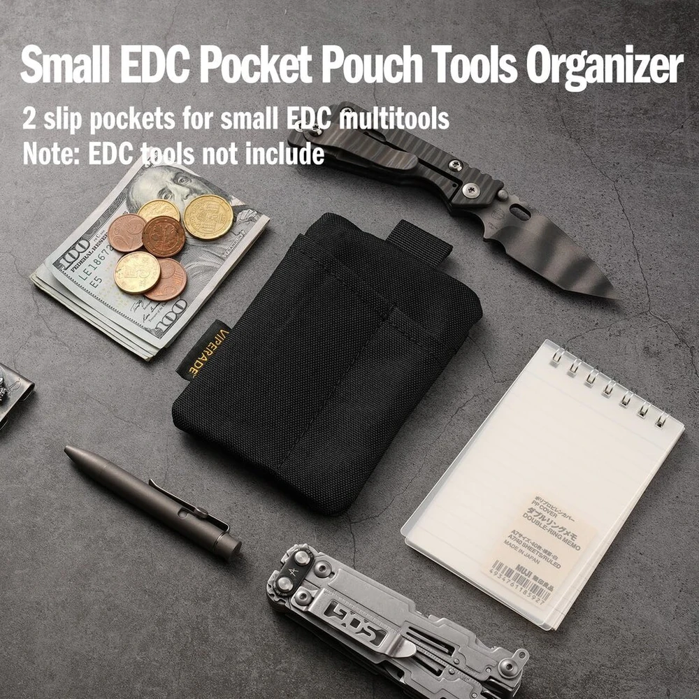 Viperade ve29 mini edc dėklas, mini kišeninis organizatorius su 4 kišenėmis, mažas edc kišeninis organizatorius, mini įrankių krepšys, raktų krepšys, maža vyriška piniginė, mažas kuprinės priedų krepšys