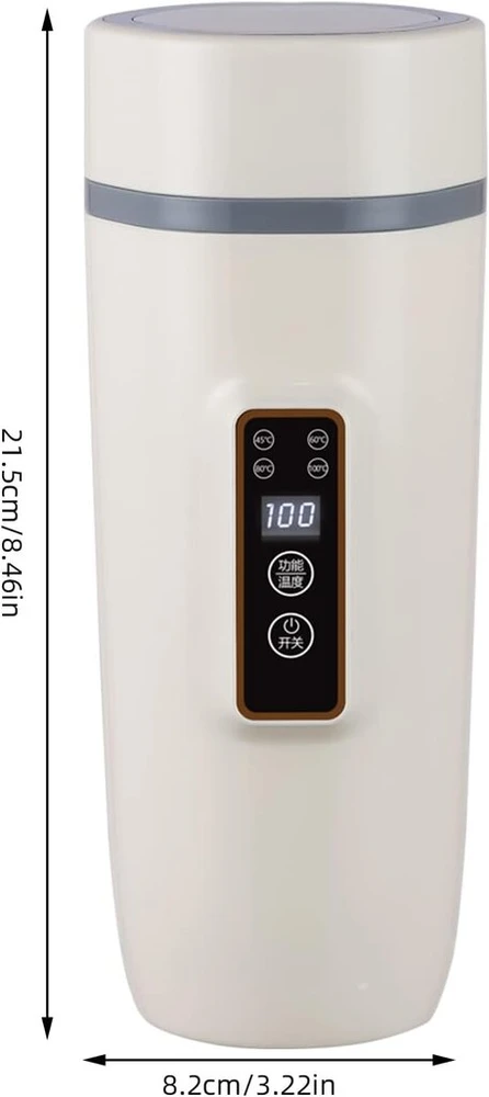 Virdulys Travel Virdulys 220 V 350 ml Quick Virdulys dvigubo sluoksnio nerūdijančio plieno termosas pienui, kavai ir arbatai ruošti (300 W Baltas)