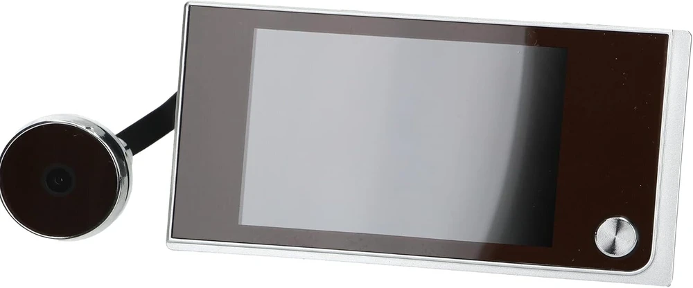 Virone durų akutės kamera su lcd 3.5" plačiakampiu objektyvu, maitinama baterijomis, sidabrinė