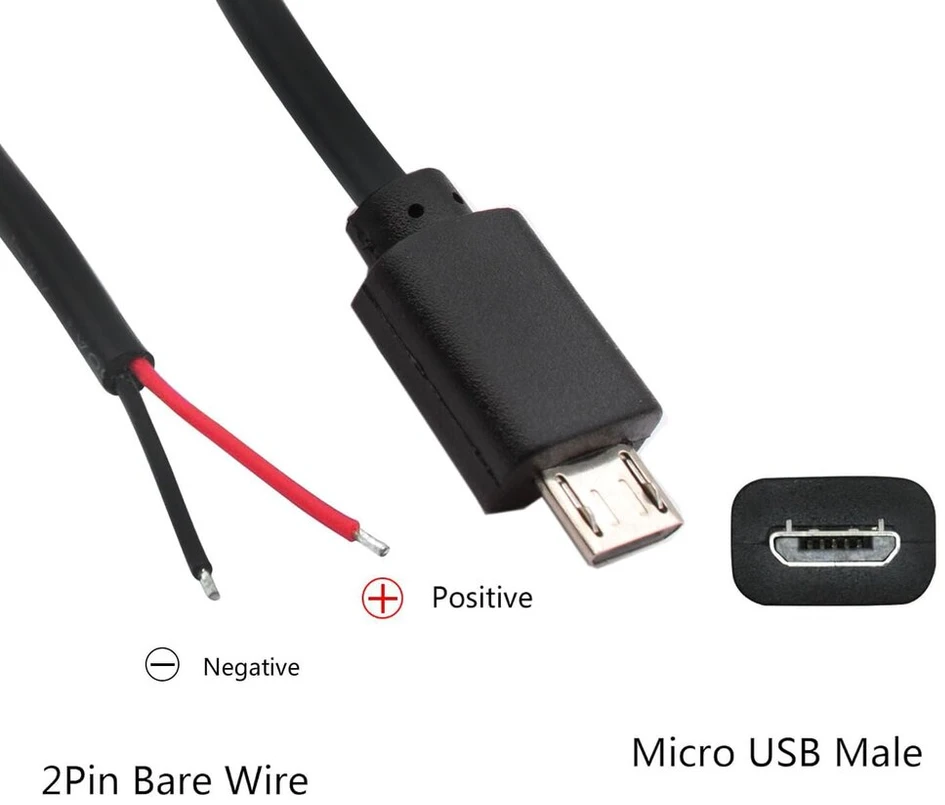 Vissqh 10 vnt. 30 cm micro usb pigtail kabelių rinkinys, micro usb male į 2 kontaktų pliką kabelį, 22awg 3a usb male, 2 gyslų usb ilgintuvas, usb male litavimas, su atviru galu "pasidaryk pats" entuziastams
