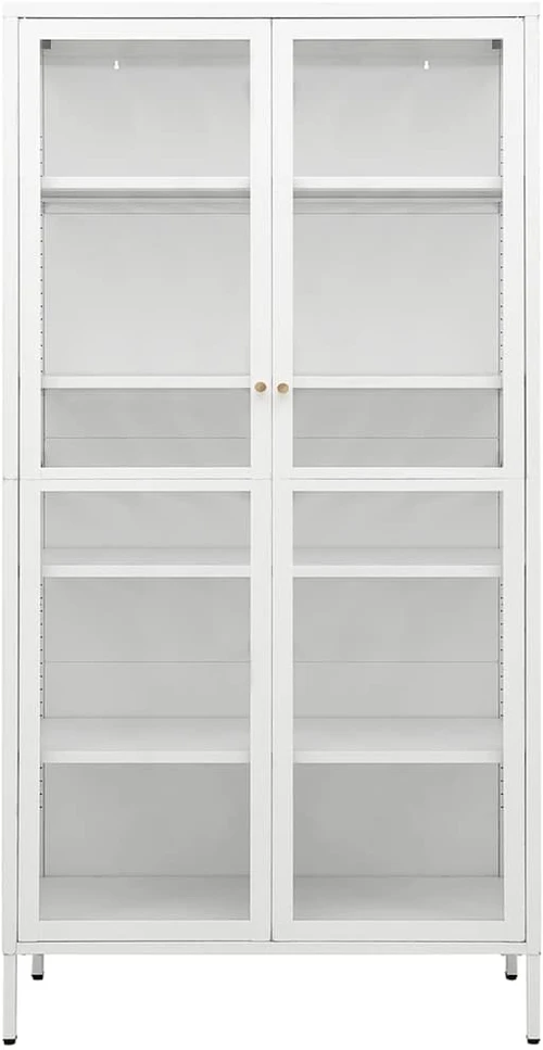 Vitrininė spintelė, balta, 90x40x180cm, plienas ir stiklas