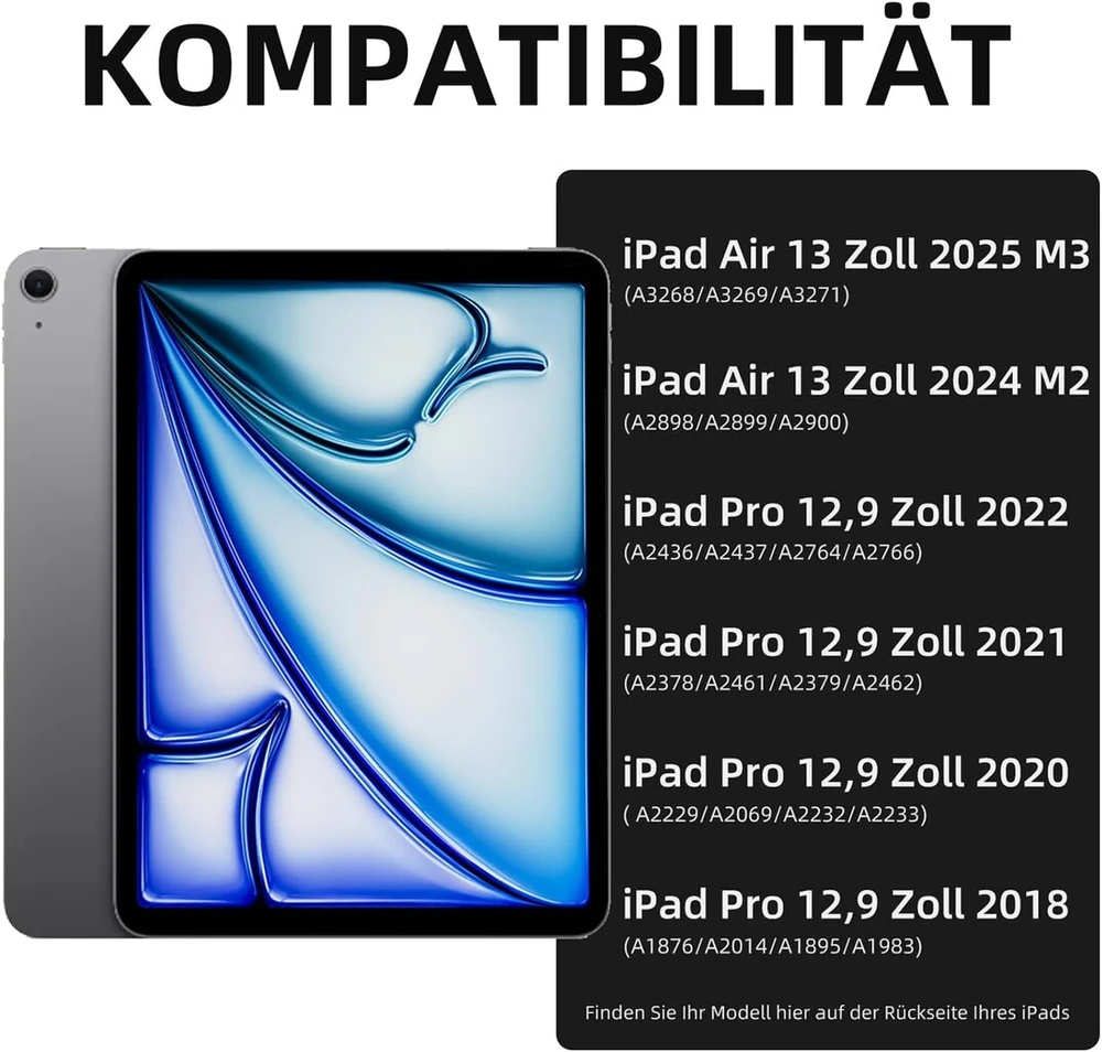 Vobafe dėklas su klaviatūra Ipad Air 13" / Pro 12.9", su lietimui jautriu takeliu, 7 spalvų apšvietimu