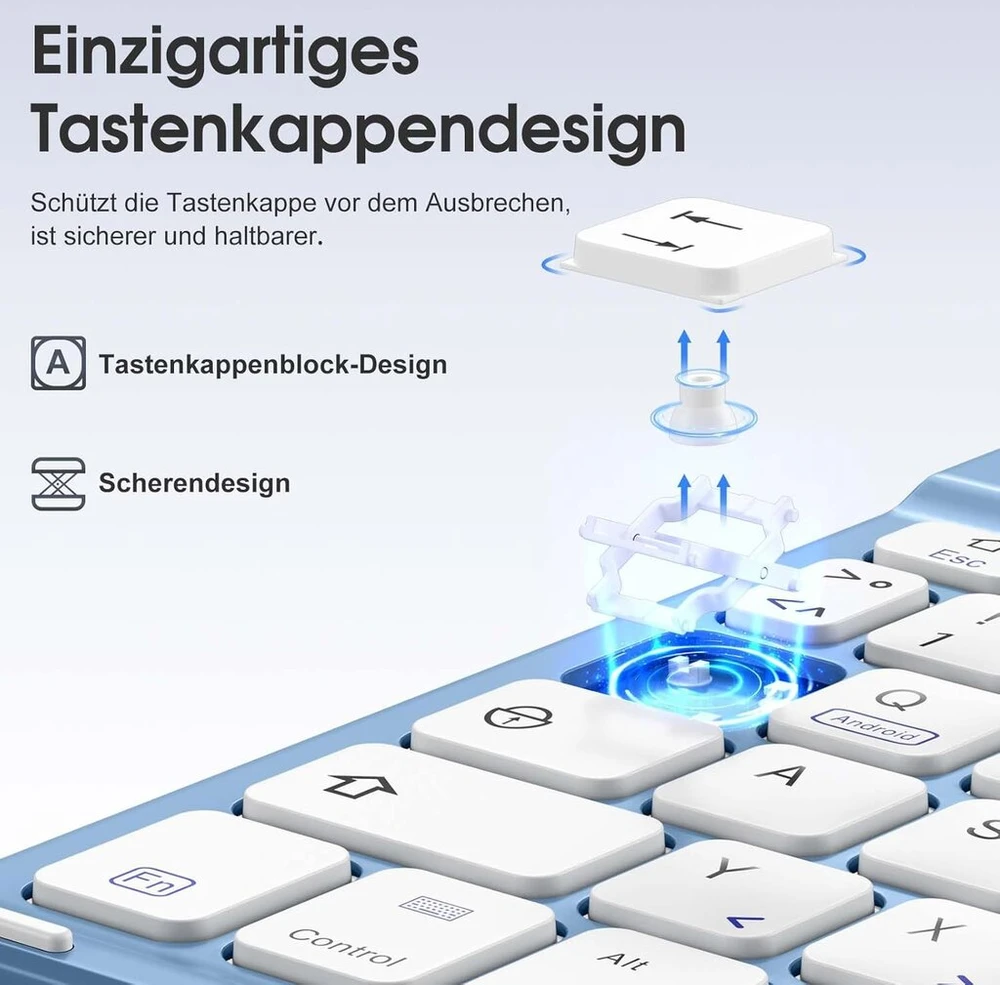 Vobafe dėklas su klaviatūra, skirtas ipad 11 10 kartos (2025/2022, 10.9/11 colių), magnetinė nuimama bluetooth klaviatūra su atnaujintu klavišų gaubtu, ipad a16 klaviatūra su rašiklio laikikliu, mėlyna