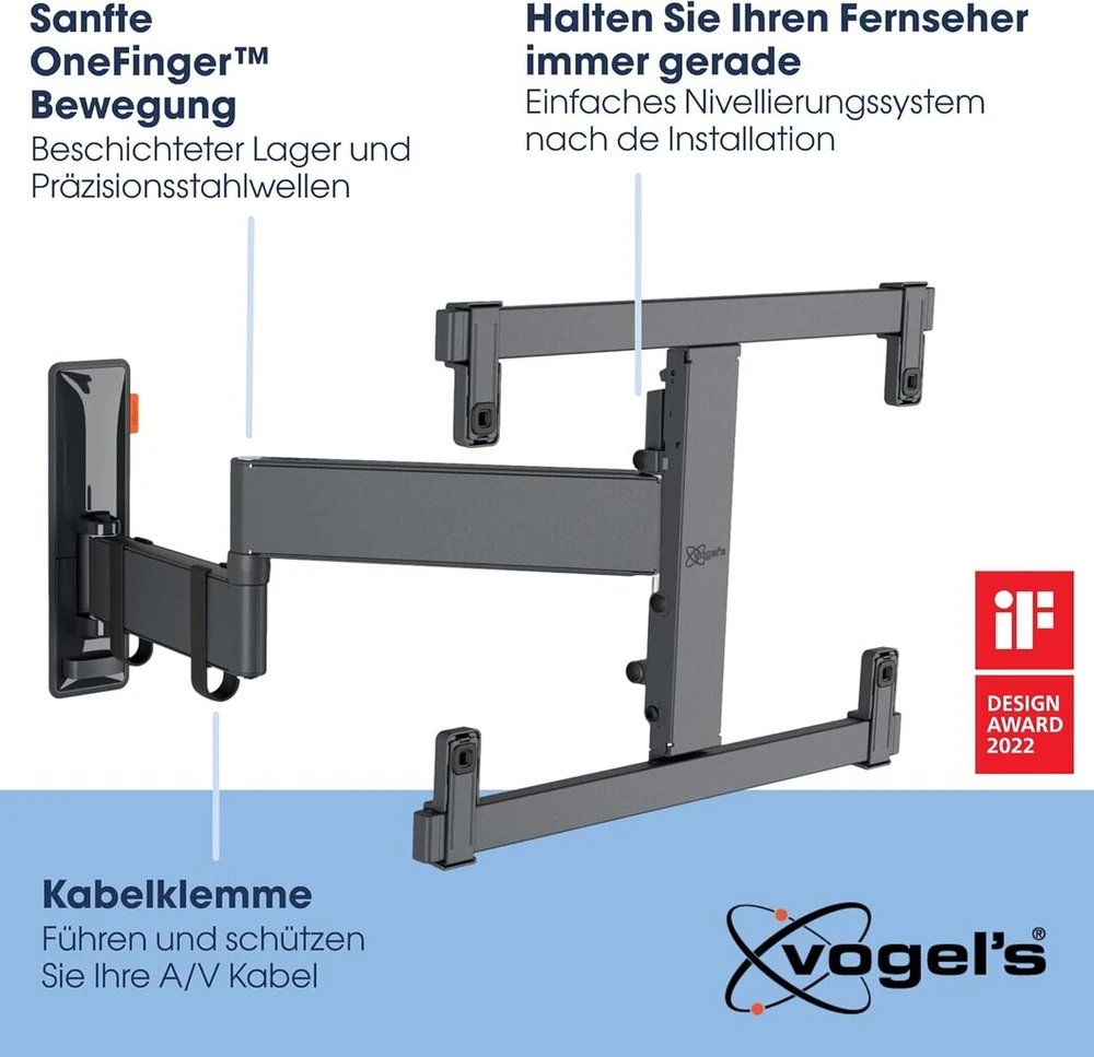 Vogel's Comfort Tvm 3465 pasukamas oled tv sieninis laikiklis 32-65 colių televizoriams, maks. 25 kg, pasukamas iki 180°, pilno judesio oled tv laikiklis maks. vesa 400 x 400, universalus suderinamumas