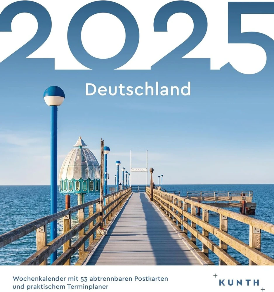 Vokietija Kunth atvirukų kalendorius 2025: aukštos kokybės stalo kalendorius su 53 svajingais atvirukais (taip pat skirtas pakabinti)