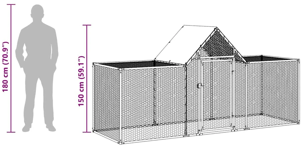 Voljeras viščiukams, 3x1x1,5m, galvanizuotas plienas