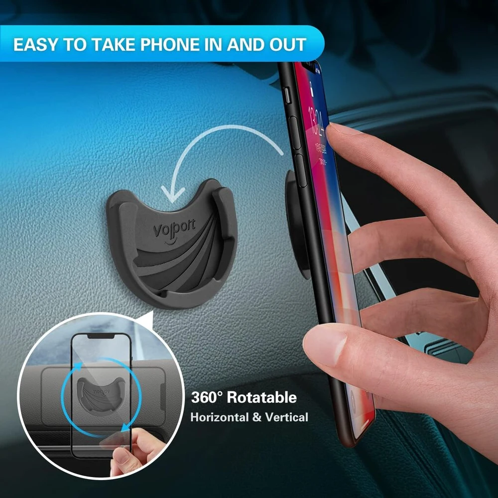 Volport 2 vnt. mobiliųjų telefonų laikiklis automobiliui, skirtas popsocket su 3m lipduku, silikoninis laisvų rankų įrangos telefono laikiklis automobiliui, skirtas prietaisų skydeliui ir priekiniam stiklui, suderinamas su išmaniaisiais telefonais, planše