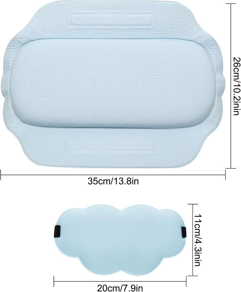 Vonios pagalvė kaklui, ergonomiška vonios pagalvė su siurbtukais, vandeniui atspari kaklo pagalvė voniai su miego kauke voniai, baseinui, Spa