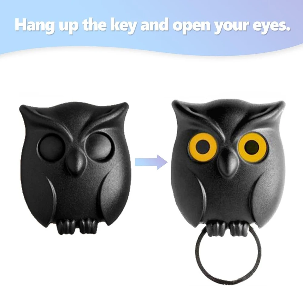 Vordpe 3 vnt. raktų pakabukas „night Owl“, raktų pakabukas „owl“ sienai, magnetinis raktų pakabukas „owl“ formos sieninis raktų pakabukas, automatinis atidarymo uždarymo akių raktų pakabukas „owl“