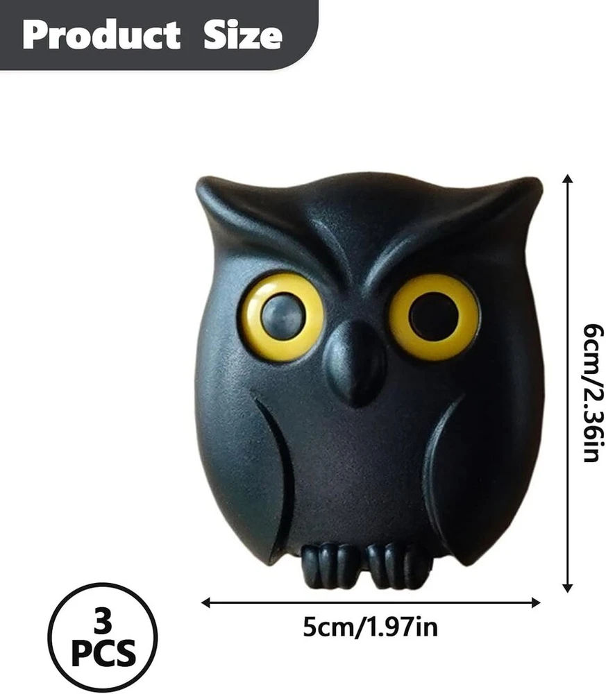 Vordpe 3 vnt. raktų pakabukas „night Owl“, raktų pakabukas „owl“ sienai, magnetinis raktų pakabukas „owl“ formos sieninis raktų pakabukas, automatinis atidarymo uždarymo akių raktų pakabukas „owl“