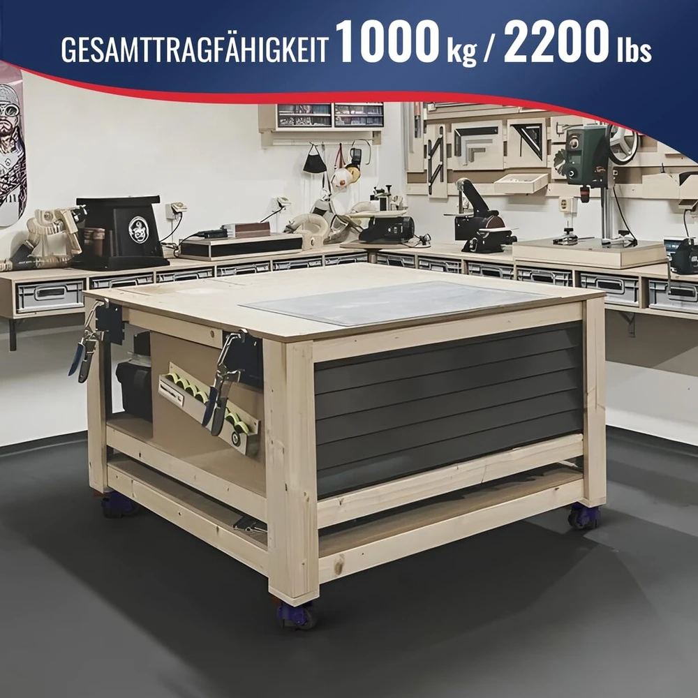 Vorel Reguliuojami pramoniniai ratukai su reketu, 1200 kg