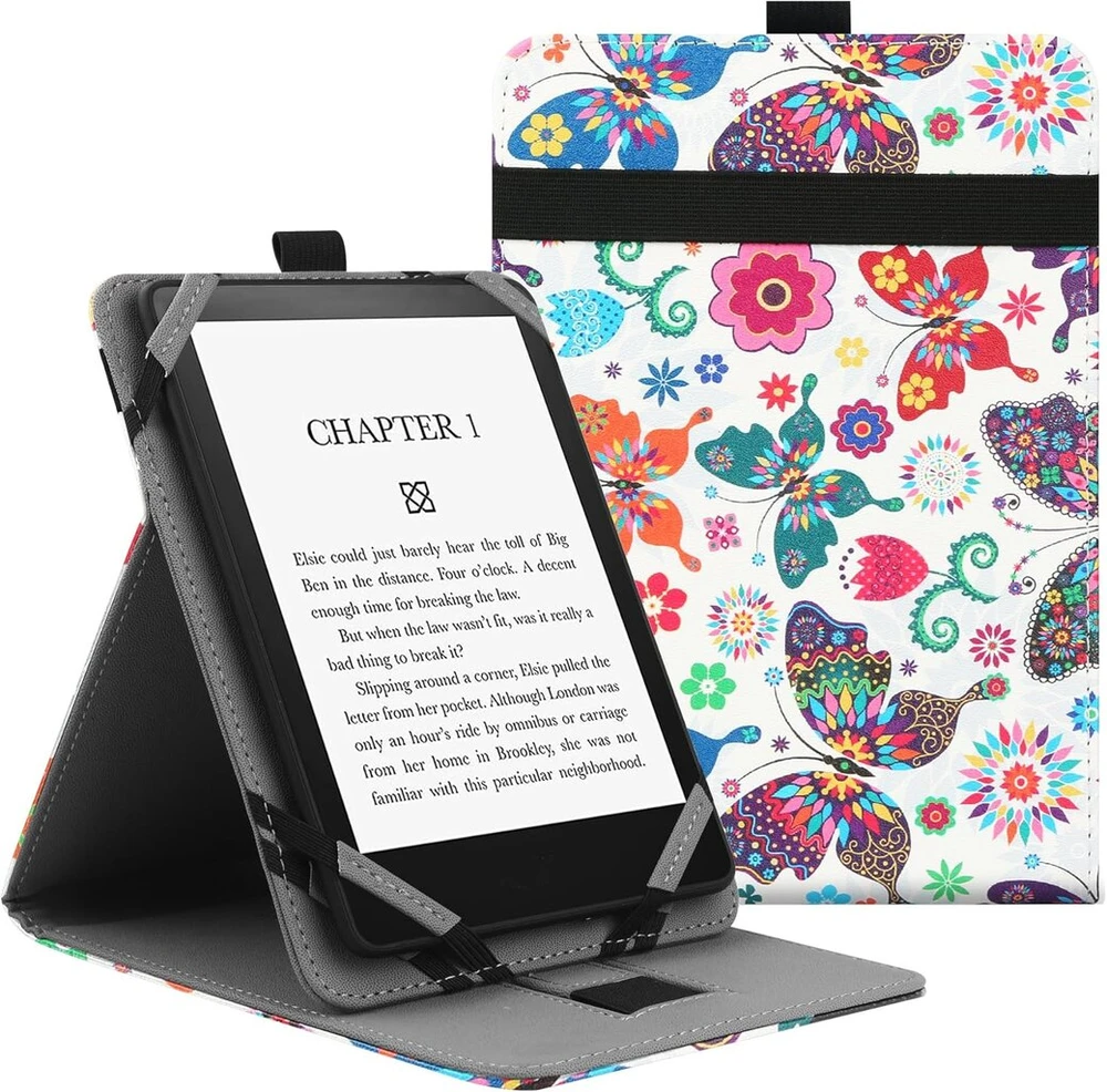 Vovipo universalus dėklas 6 colių, 6,8 colių 7 Kindle Paperwhite/colorsoft e-skaityklėms, apsauginis dėklas su rankos dirželiu, suderinamas su Kindle/kobo/tolino/pocketook/sony 6-6,8-7 colių e-skaityklėmis
