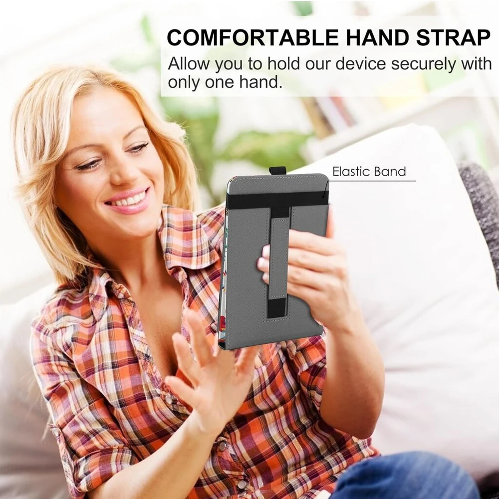 Vovipo universalus dėklas 6 colių, 6,8 colių 7 Kindle Paperwhite/colorsoft e-skaityklėms, apsauginis dėklas su rankos dirželiu, suderinamas su Kindle/kobo/tolino/pocketook/sony 6-6,8-7 colių e-skaityklėmis
