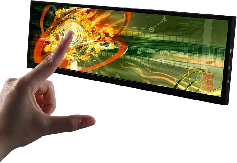 Vsdisplay 14.5 colių 2560 x 720 2k ips lcd ištemptas plataus formato monitorius, usb type c vaizdo įvestis, metalinis korpusas, dvigubi garsiakalbiai