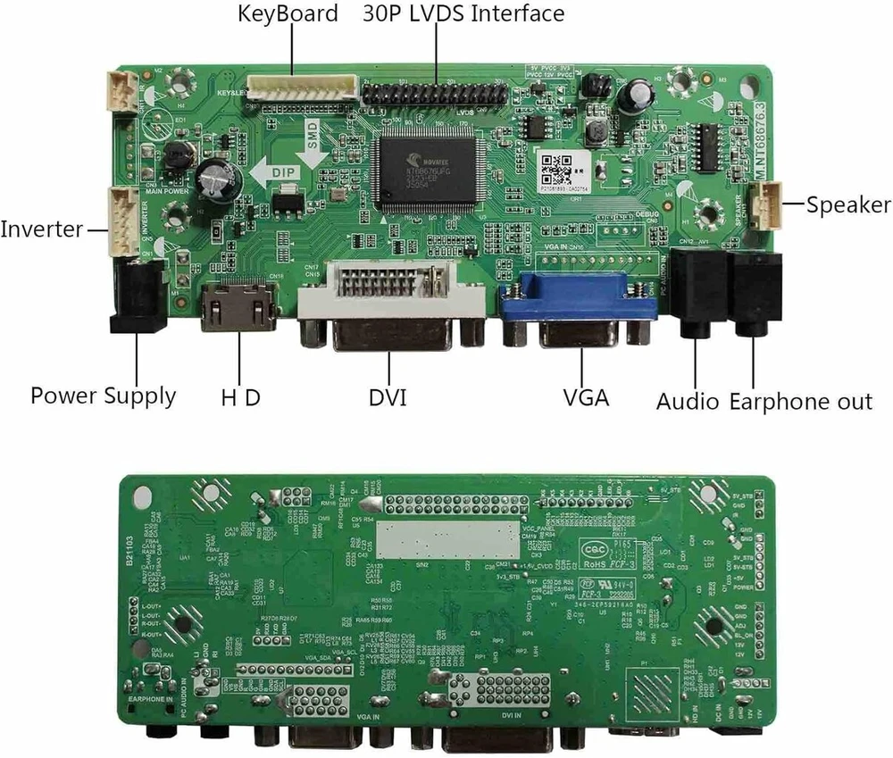 Vsdisplay dvi vga audio lcd valdiklio plokštė skirta 21.5" 23" lm215wf4-tle8 lm230wf5-tld1 lc230eue-tda1 1920x1080 30pin lcd ekranui
