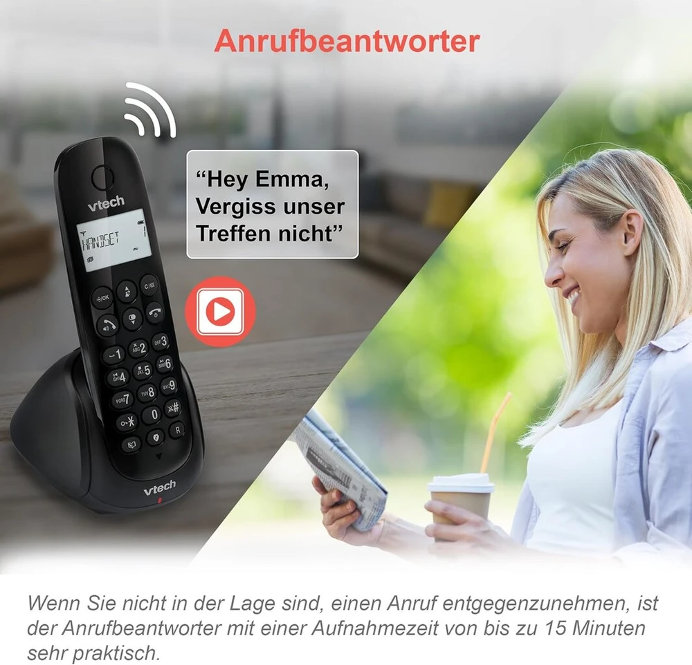 Vtech Cs1451 Dect belaidis telefonas su 2 rageliais, atsakikliu, laisvų rankų funkcija, skambinančiųjų blokavimu, skambinančiojo atpažinimu / skambinimo funkcija, apšviestas ekranas, Eco režimas, žema radiacija