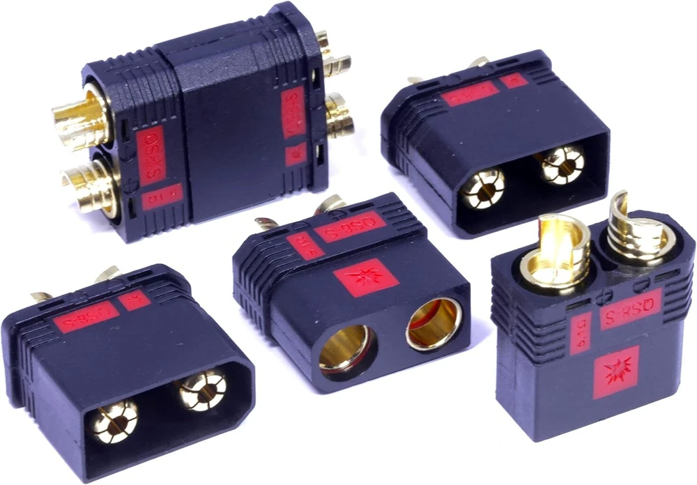 Vuniversum 2 poros (4 vnt.) originalūs anti-flash didelės srovės qs8s qs8 8 mm ec8 auksiniai kištukiniai jungtys atvirkštinio poliškumo apsauga juoda iki 180a e-bike lipo baterija