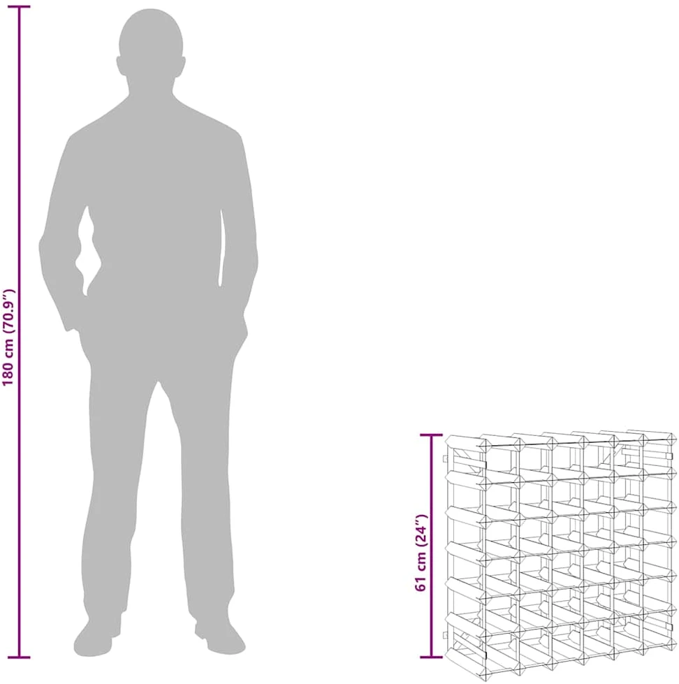 Vyno laikiklis 42 buteliams, rudas, pušies medienos masyvas