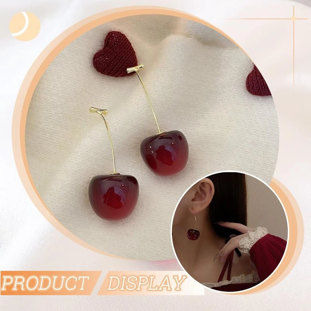 Vyšnių lašiniai auskarai – vaisių dizainas moterims ir merginoms