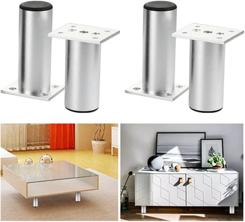 Fotelis Wanfoou baldų kojelės, reguliuojamos, 4 vnt., 12 cm baldų kojelės, pagamintos iš aliuminio lydinio, spintelių kojelės, kojelės kėdėms, stalui, spintelei, rašomajam stalui, sofai, baldų kojelės su varžtais, lengvas surinkimas