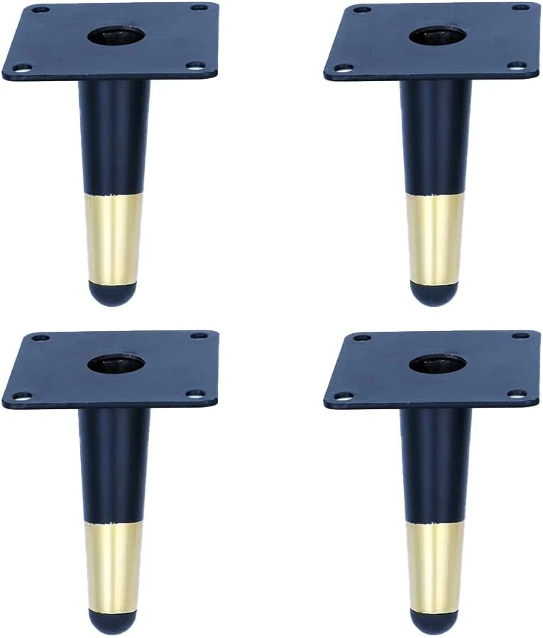 Fotelis Wangcl 10cm juodos spalvos smailėjančios metalinės kojelės spintelėms, pasvirusios baldų kojelės, 4 vnt. rinkinys sofai, kušetei, spintelei, baro stalui, lovai, neslystančios, be triukšmo