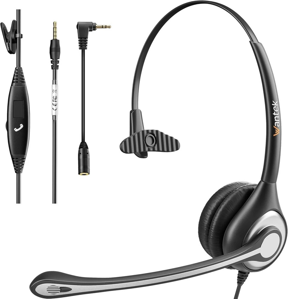 Wantek binauralinės 3.5 mm ausinės telefonui su triukšmą slopinančiu mikrofonu