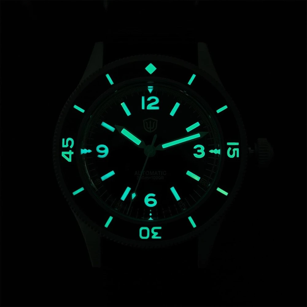 Watchdives nardymo laikrodis vyrams Vintage Wd50 Fathoms Nh35 Nh38 automatiniai laikrodžiai 40mm išgaubtas stiklas 300m atsparus vandeniui nardymo laikrodis juodas ciferblatas su nailoniniu dirželiu