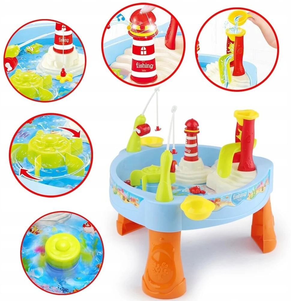 Water Table STALAS, VANDENS STALAS 2in1, ŽVEJYBA 25el. ŠVIEČIA ŽAIDIMAS
