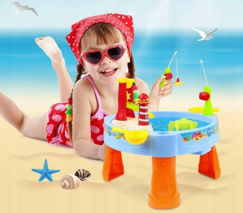Water Table STALAS, VANDENS STALAS 2in1, ŽVEJYBA 25el. ŠVIEČIA ŽAIDIMAS