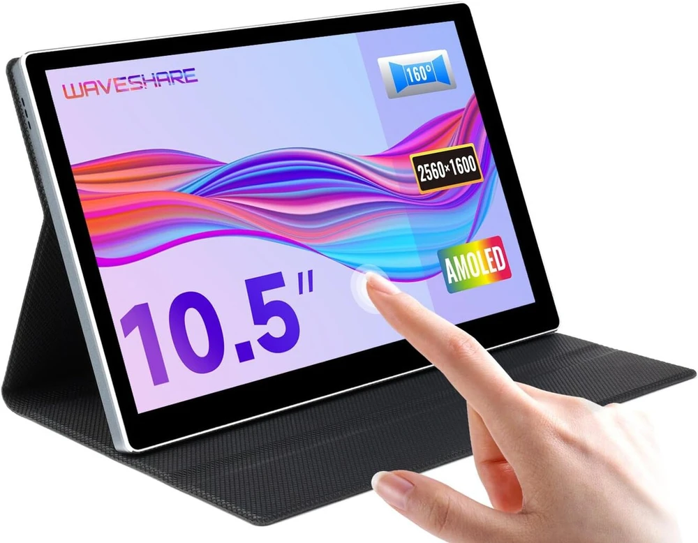 Monitorius Waveshare 10.5 colių talpinis jutiklinis amoled ekranas, suderinamas su raspberry pi/jetson nano/pc hdmi prievado ekranu, 2560x1600 2k raiška