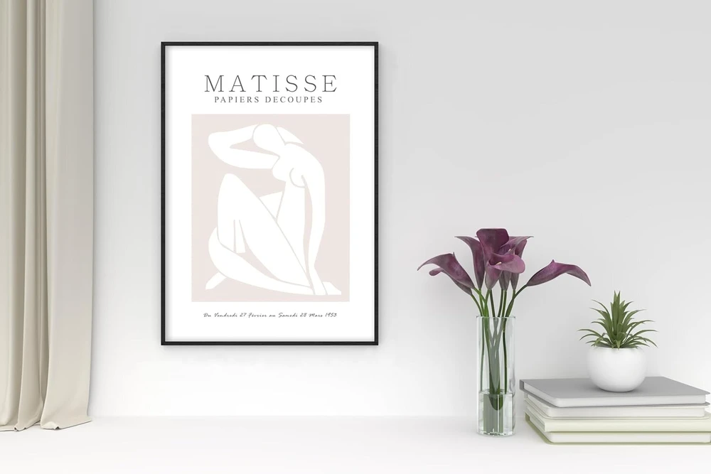 Plakatas Wbdesignz Matisse plakatų rinkinys iš 3 dalių - smėlio spalvos boho sienų paveikslai abstrakčiu stiliumi, meno atspaudai rinkinyje be rėmo - moderni dekoracija svetainei, miegamajam, biurui (din A3 - be rėmo)