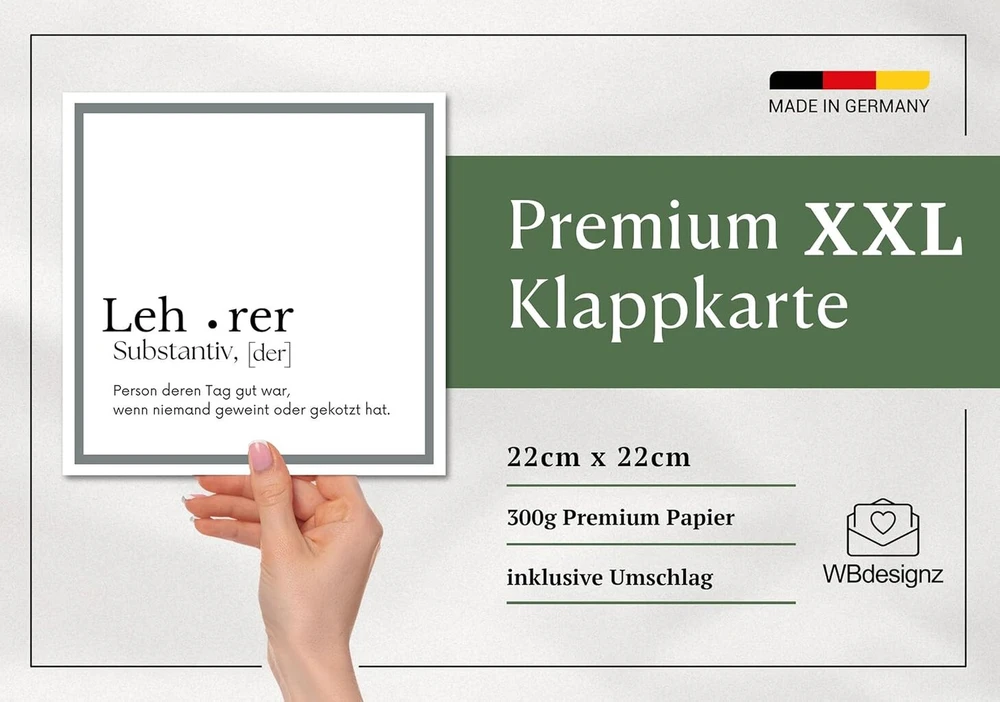 Wbdesignz Xxl gimtadienio atvirukas su voku - dovana, atvirukas mokytojui, didelis atvirukas, dovana mokyklos baigimo proga mokytojui (xxl 22 cm x 22 cm)
